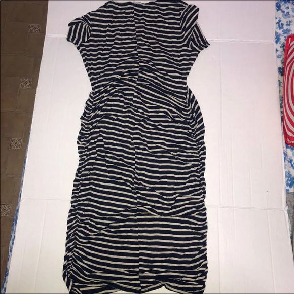 Dark Blue Striped Maternity Dress - Picture 2 of 3